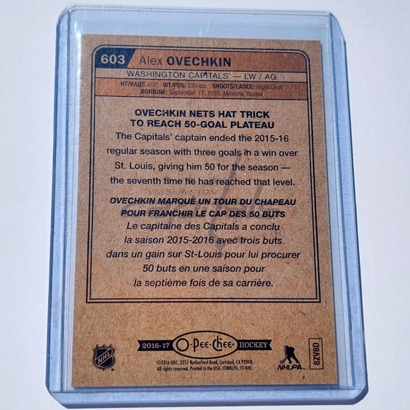 Alexander Ovechkin 2016/17 OPC Season Highlights Washington Capitals Card #603 - Picture 2 of 2